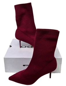 ALDO Womens Lovely Oliewet Slip On Red Stilleto Heel Ankle Boots EU 41 UK 8 - Picture 1 of 8