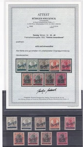 1920 Danzig Kleiner Innendienst Postfrisch ** Geprüft mit Fotoattest Mi. 32 - 40 - Bild 1 von 2