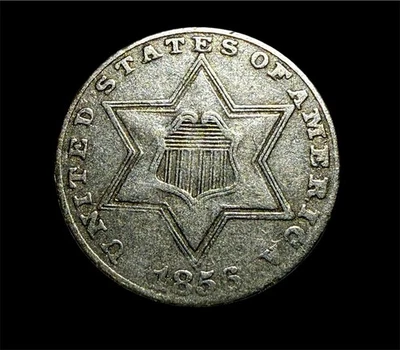 1856 Three Cent Silver Piece Trime 3c Type-2  XF - Image 1 of 2