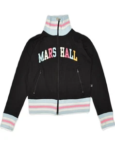 FRANKLIN MARSHALL Womens Graphic Tracksuit Top Jacket UK 12 Medium Black RA06 - Picture 1 of 3