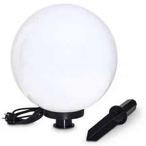 HOFSTEIN Tres Kugellampe mit Erdspieß Garten Außenleuchte aus weißem Kunststoff - Bild 1 von 10