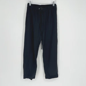 Enza Costa Pants Womens S Black Straight Leg Casual Basic Drawstring Coastal - Picture 1 of 6