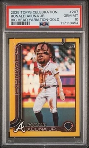 Ronald Acuna Jr 2025 Topps Celebration Big Head Gold Foil /50 Braves #207 POP 1! - Picture 1 of 3