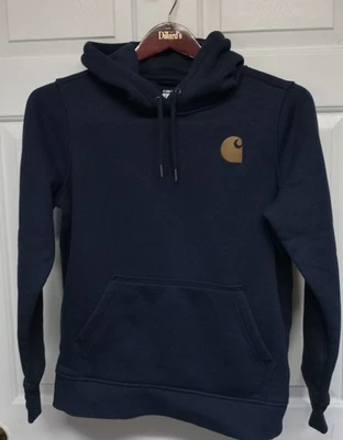 Sudadera con Capucha CARHARTT Para Mujer Calce Relajado Peso Medio Logo Manga Gráfica Azul Talla Pequeña  Foto 1 de 4