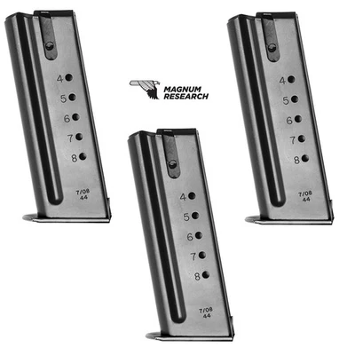 MRI LOT (3) Magnum Research OEM Factory Desert Eagle Magazine 44 Magnum 8rd - MAG44