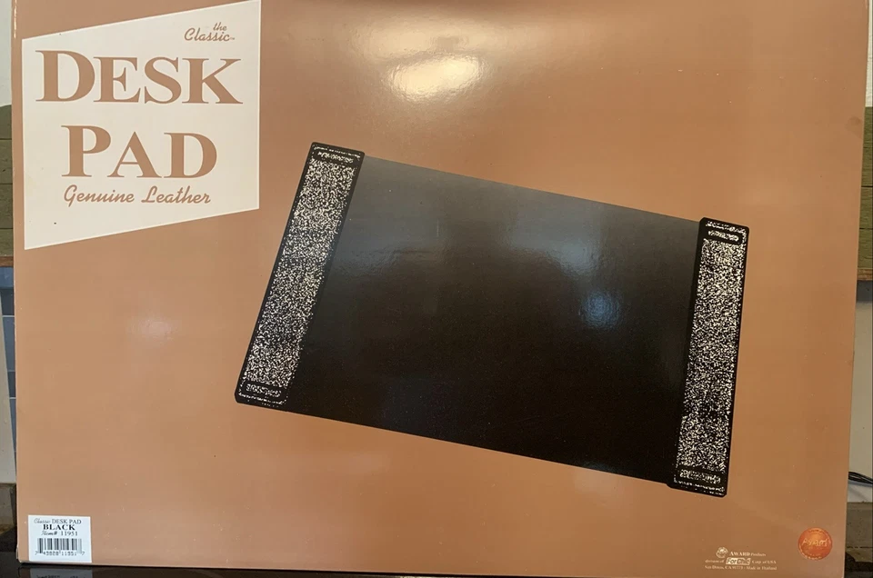 Vintage  Classic Executive 18” x 26” Black Genuine Leather Desk Pad - Image 1 of 4