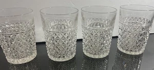 "Juego de 4 vasos de vidrio cortado de 4"" dobles antiguos Rocks" - Imagen 1 de 9
