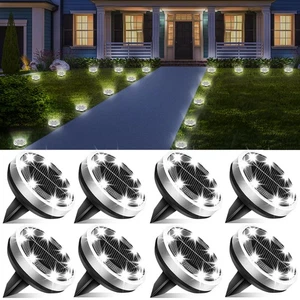 Solar Ground Light Outdoor 8 Pack Waterproof,Solar Garden Lights with 8 LED,T... - Picture 1 of 7