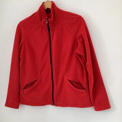 M&S Red Full Zip Fleece Jacket High Neck Pockets Outdoors Hiking UK 14 - Image 1 of 4