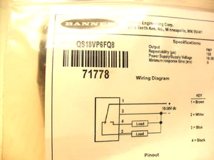 BANNER QS18VP6FQ8 Photoelectric Sensor, Fiber Optic, - 71778 NIB - Picture 1 of 4