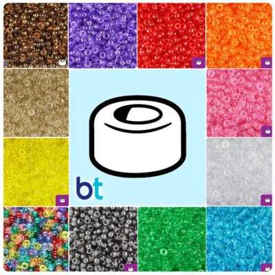 BeadTin Transparent 6.5mm Mini Barrel Pony Beads (1000pcs) - Color choice