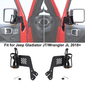 FRONT DOOR MOUNT CUP HOLDER BRACKET RACK FOR JEEP WRANGLER JL GLADIATOR JT 2018+ - Picture 1 of 13