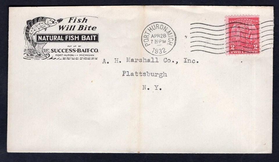 USA Port Huron Mich 1932 Natural Fish Bait Co ADVERTISING Cover. Fishing - Image 1 of 2