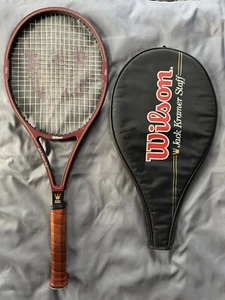 Racchetta da tennis vintage 4 3/8 Wilson Jack Kramer Staff taglia media intrecciata grafite PWS - Foto 1 di 13