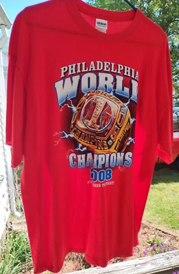 Philadelphia Phillies 2008 MLB World Series T-shirt, Red  "from cursed to first" - Image 1 of 4