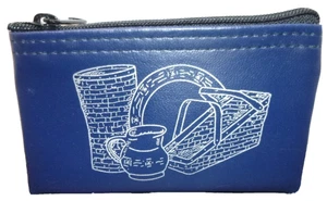 Longaberger Distributor Coin Change Purse Navy Blue Leather Zip Top Basket Logo