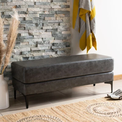 SAFAVIEH Elise Rectangular Bench | Grey / Black | - Image 1 of 4