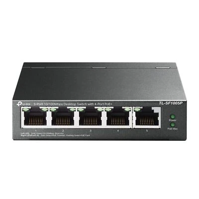 5 Port Poe Network Switch 4X 802.3At 10 100Mbps Auto Recovery Power Over Ethe... - Image 1 of 4