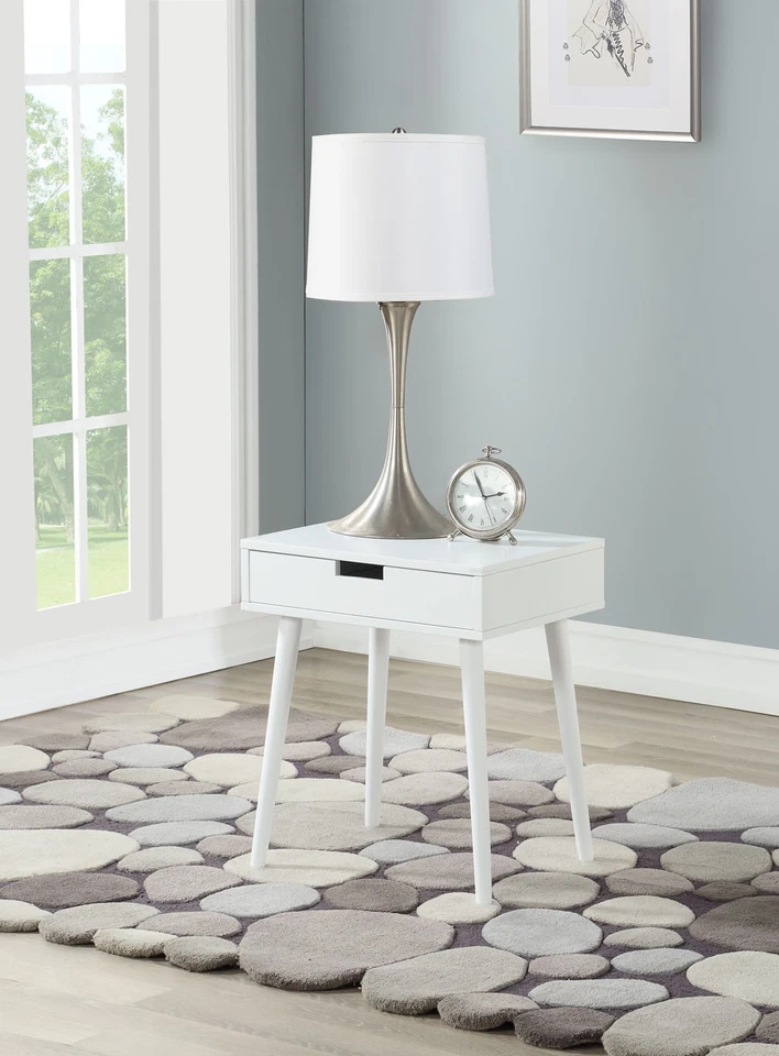 Side End Nightstand Table with Drawer Wood Black Walnut Espresso or White Color - Image 1 of 1