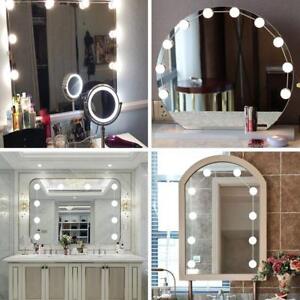 Mirror Vanity 10 Led Lights Makeup Up Bathroom Hollywood  Style Cosmetic Lights
