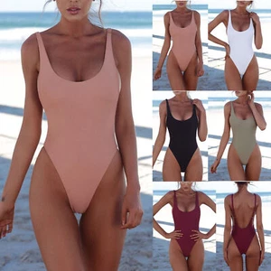 Ladies Women Padded Monokini Swim Costume One Piece Swimwear Swimsuit Beachwear◢ - Picture 1 of 10