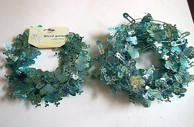 Guirlanda com fio para festa chá de bebê 50 pés azul "bebê, botas, chocalhos"  - Imagem 1 de 4