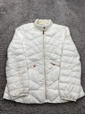 Chaqueta Bernardo Mujer Grande Blanca Burbuja Acolchada Cremallera Completa Primaloft Puffer Abrigo Foto 1 de 4
