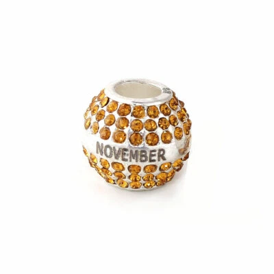 Piedra de nacimiento de cumpleaños de noviembre con mes grabado en dijes para dije de cadena de serpiente Foto 1 de 3