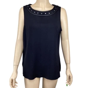 Top nero con borchie Misook taglia small orlo maglia canotta senza maniche casual da carriera - Foto 1 di 8