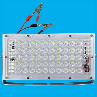 50W LED Floodlight 12V-85V DC Emergency Security Light Crocodile Clips 3m Cables - Image 1 of 4