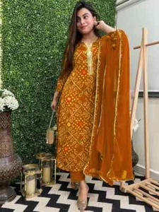 Indian Pakistani Salwar Kameez Women Bollywood Party Wear Top Tunic Kurti Set - Picture 1 of 5