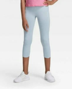 NWT All in Motion Girls Side Pocket Capri Leggings Small Gray - Picture 1 of 4