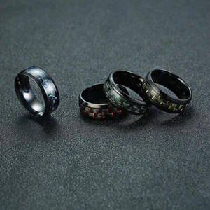 8 mm Neu Herren Blau/Rot/Gelb/Grün Kohlefaser-Inlay Titan Ehering Ring - Bild 1 von 31
