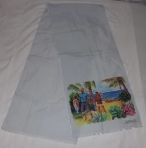 Souvenir De La Guadeloupe Scarf Long Beach Island Ocean Palm Trees Fish Sand - Picture 1 of 4
