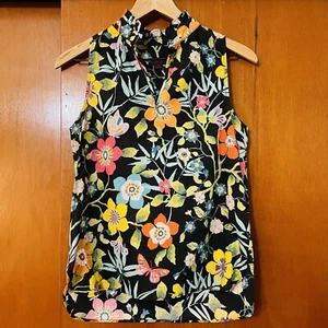J. Top sin mangas Crew Liberty pabellón floral escote con volantes talla 0 - Imagen 1 de 9