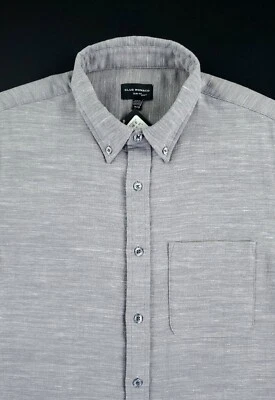 CLUB MONACO Men's M Slim Mélange Chemise Long Sleeve Button Up Shirt Gray NWT - Image 1 of 4