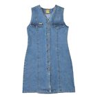 Vintage Free Lads Denim Dress Womens Size M/L Blue Jeans Full Front Button Down
