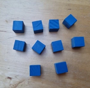 10 Blue Wooden Cubes M Board Game Replacement Tokens Pawns Upgrade Spare Parts - Picture 1 of 1
