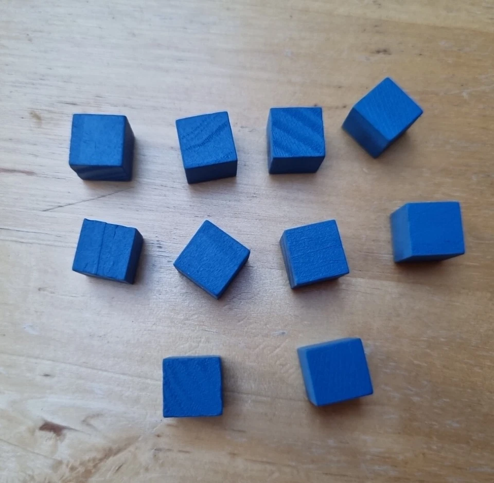10 Blue Wooden Cubes M Board Game Replacement Tokens Pawns Upgrade Spare Parts  - Image 1 of 1