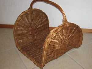 Korb Weidenkorb geflochten Tragekorb Tragegriff Holzkorb Zeitungskorb 47x37cm - Bild 1 von 4
