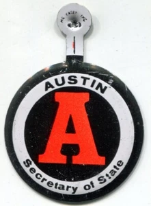 Michigan, Richard Austin Secretary of State Campaign Pin, 1-1/2" circa 1974 - Picture 1 of 3