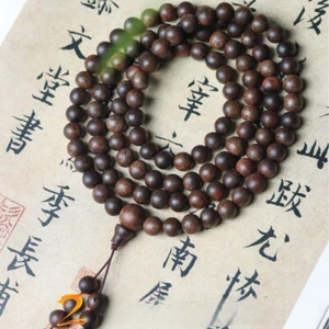 Natural Fusen Red Earth Agarwood 7mm*108pcs Bracelet Buddha Bead Rosary - Picture 1 of 10