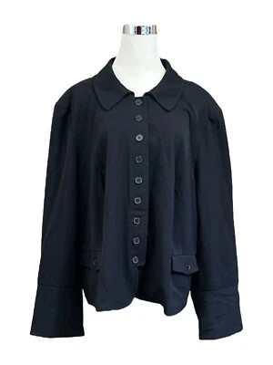: Lane Bryant Women's Blazer Size 28 Black Button Up Front Pockets Long Sleeve - Image 1 of 4