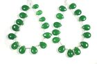 Genuine A1 Green Onyx Pear Smooth Untreated Gemstone 6" Craft Making Loose Beads