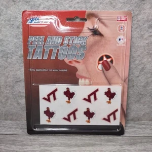 VIRGINIA TECH HOKIES COLLEGE FOOTBALL FACE TATTOOS NEW 8 ~ IN A PACKAGE - Picture 1 of 2