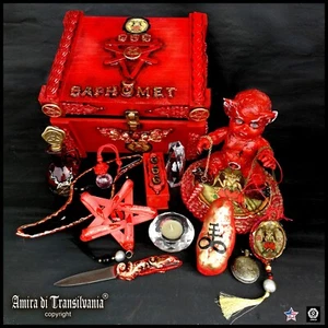 antique doll rare ooak satan baphomet lucifer satanic box ritual newborn puppet - Picture 1 of 12