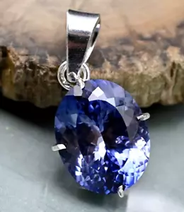 Ciondolo in argento massiccio 925 taglio blu zaffiro naturale A+ pietra preziosa sfusa 23,50 ct - Foto 1 di 6