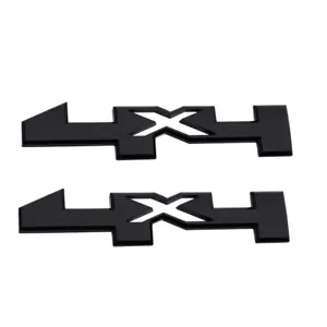 2pc 4x4 Fits GMC Canyon Sierra Fender Door Badge Emblem Nameplate Gloss Black - Foto 1 di 3