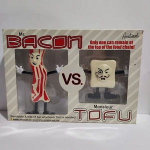 Accoutrements Mr. Bacon Vs. Monsieur Tofu Bendable Action Figure Set New in Box - Picture 1 of 6
