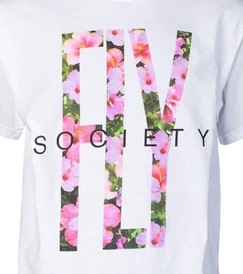 FLY SOCIETY гибискус рай футболка Crewneck белый 100% хлопок легкий - Изображение 1 из 3